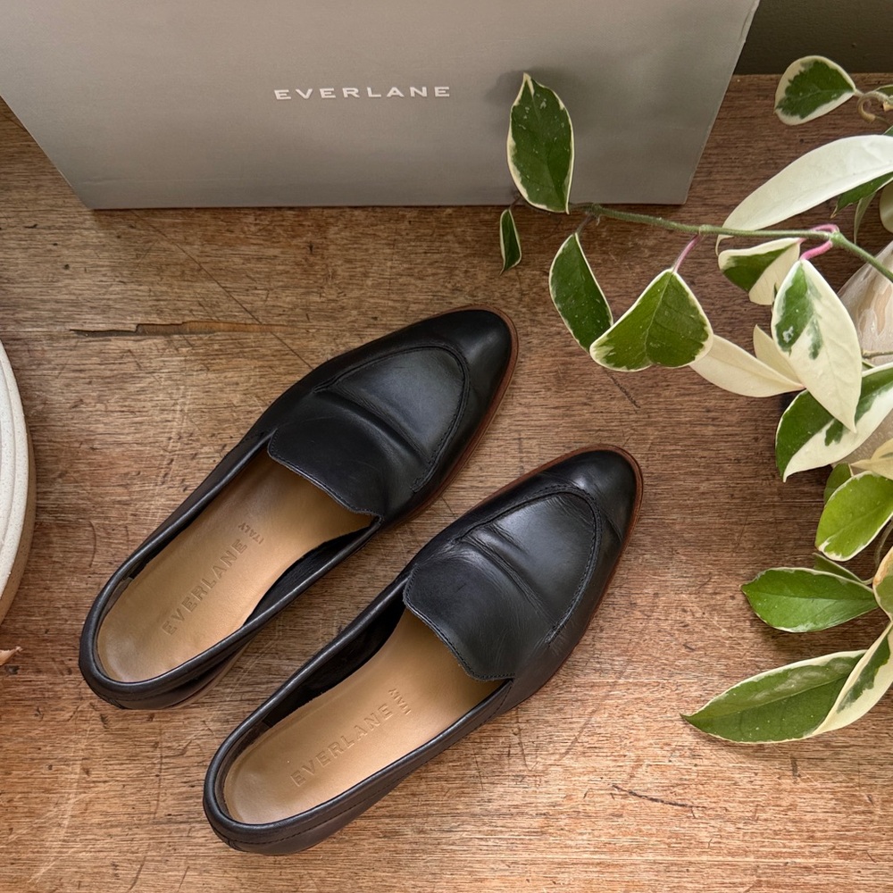 Everlane The Modern Point Italian Leather Loafer Slip On Black